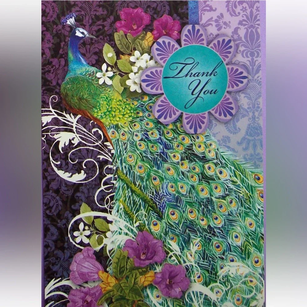 Pooch & Sweetheart Floral Peacock Greeting Card Assorted Set of 4 (97108-4)